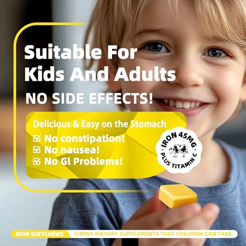 Iron Soft Chew with Vitamin C - Pineapple Flavor | Gluten Free | 60 Count | 2 Month Supply