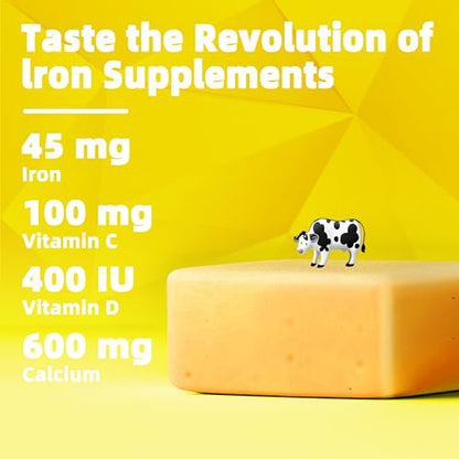 Iron Soft Chew with Vitamin C - Pineapple Flavor | Gluten Free | 60 Count | 2 Month Supply