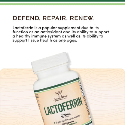 Lactoferrin 250mg – Bioferrin Lactoferrin (60 Caps) for Iron Support & Immune Health | Double Wood