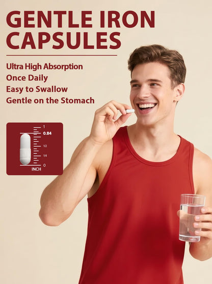 65mg Ferrous Bisglycinate Iron Supplement – Slow Release (60 Caps)