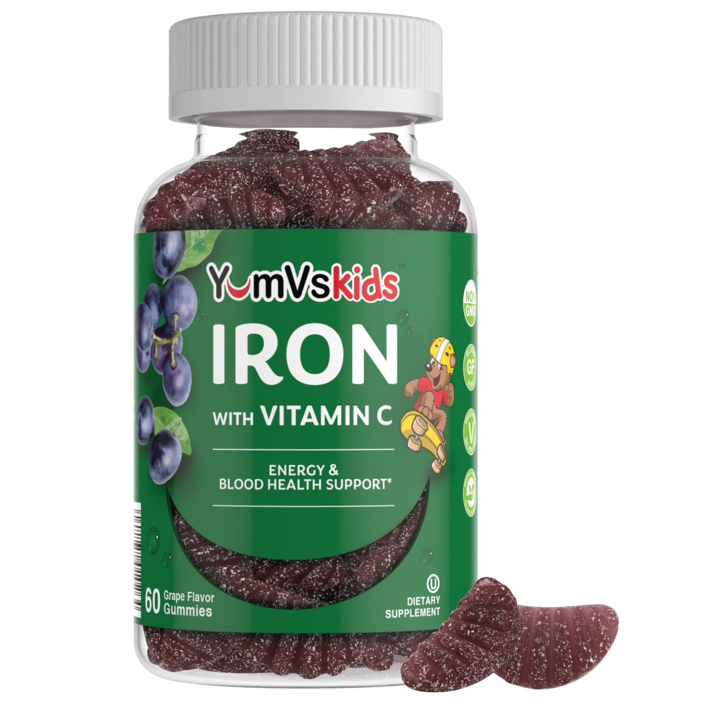 Iron Supplement for Kids – 5 mg Iron Gummies with Vitamin C | Grape Flavor