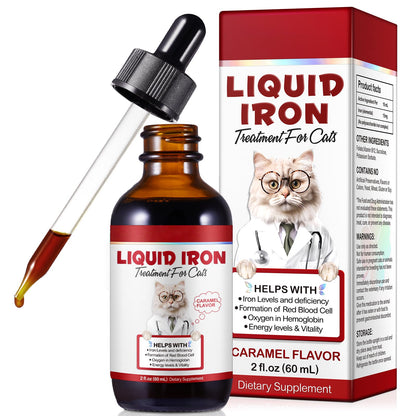 Iron Supplements for Cats - 60ML Liquid Iron with Folate and B12 | Supports Anemia, Energy Levels, and Blood Health