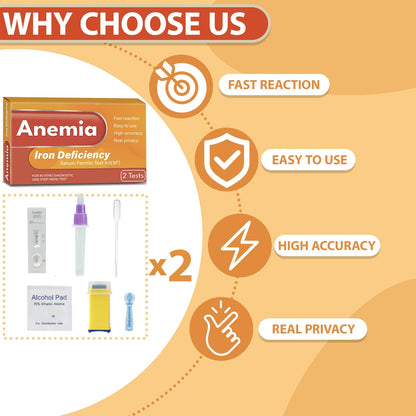 Iron Deficiency Test Kit – At-Home Ferritin Test for Anemia (2-Pack)