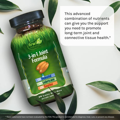 Irwin Naturals 3in-1 Joint Formula | Glucosamine, Turmeric & Boswellia | 90 Softgels