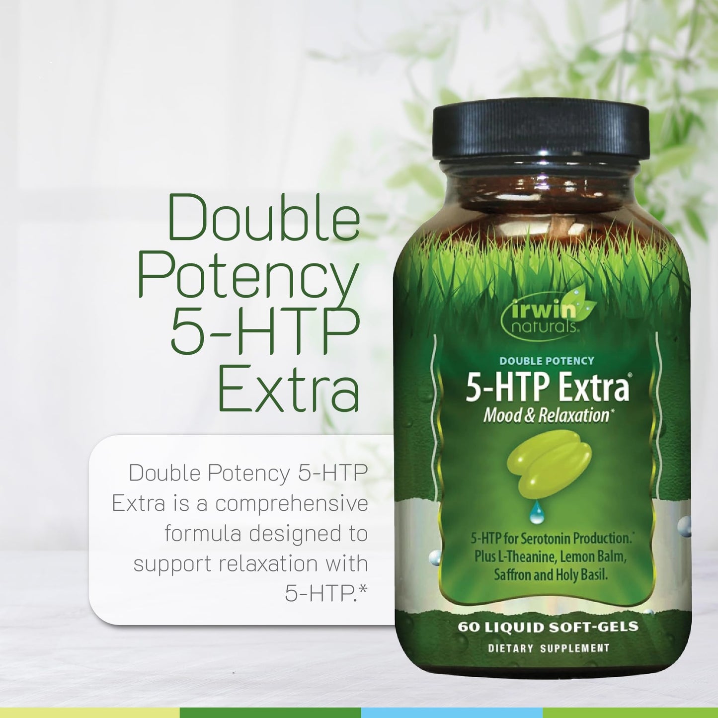 Irwin Naturals Double Potency 5-HTP Extra – 60 Liquid Soft-Gels (Pack of 3) – 90 Servings | Relaxation & Serotonin Production