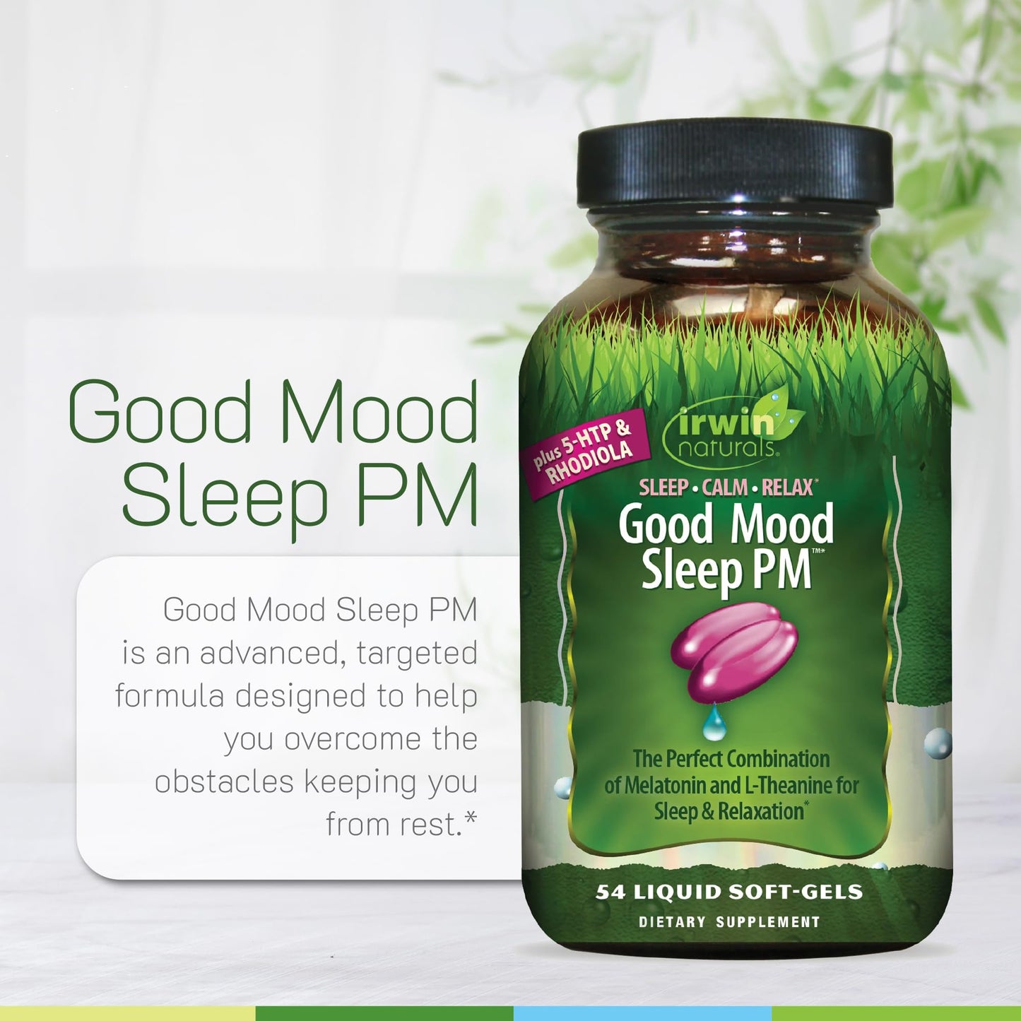 Irwin Naturals Good Mood Sleep PM - 54 Liquid Softgels | Melatonin & L-Theanine