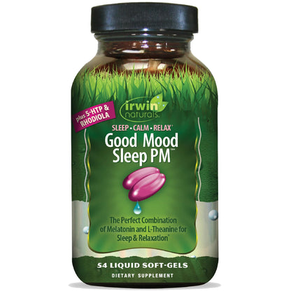 Irwin Naturals Good Mood Sleep PM - 54 Liquid Softgels | Melatonin & L-Theanine
