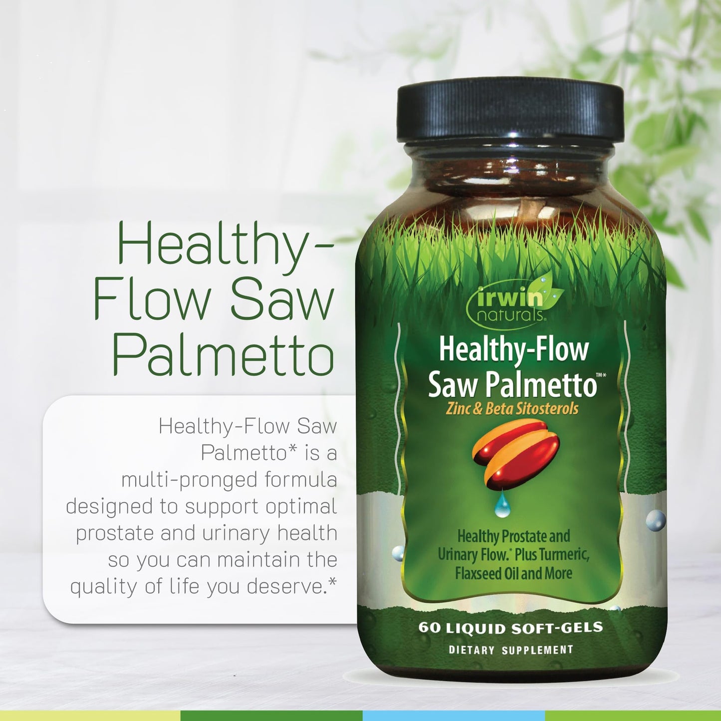 Irwin Naturals Healthy Flow Saw Palmetto – Prostate & Urinary Support, 60 Liquid Softgels