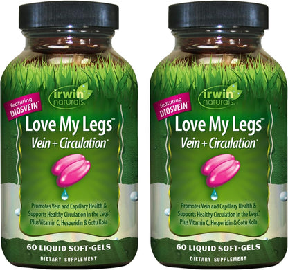 Irwin Naturals Love My Legs - 60 Soft-Gels (Pack of 2) for Leg Vein Health & Circulation