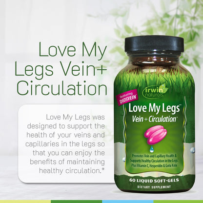 Irwin Naturals Love My Legs - 60 Soft-Gels (Pack of 2) for Leg Vein Health & Circulation