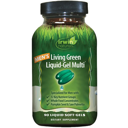 Irwin Naturals Men's Living Green Liquid-Gel Multi - 70+ Nutrients, Prostate Support, 90 Softgels