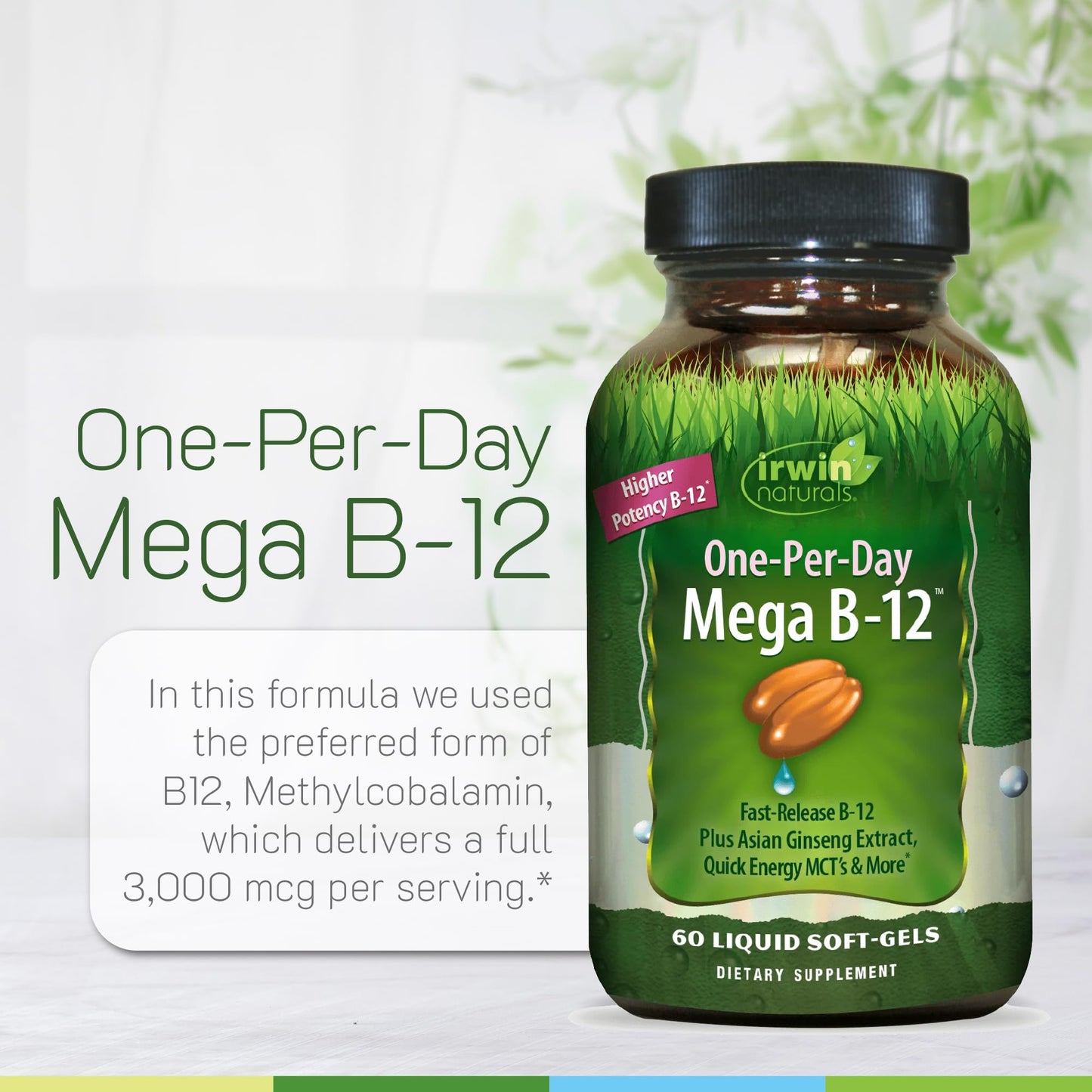 Irwin Naturals One-Per-Day Mega B-12 1500 mcg | Methylcobalamin Vitamin | Fast Absorption