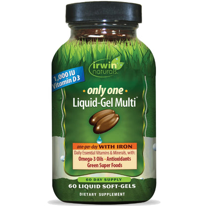 Irwin Naturals Only One Liquid-Gel Multi with Iron - 60 Softgels