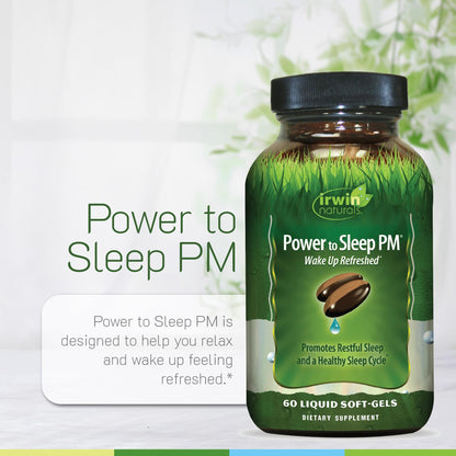 Irwin Naturals Power to Sleep PM - 60 Soft-Gels with Melatonin, GABA, Ashwagandha & L-Theanine (30 Servings)