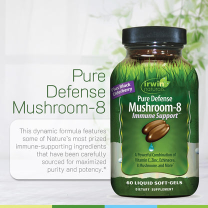 Irwin Naturals Pure Defense Mushroom-8 Immune Support - 60 Liquid Soft-Gels