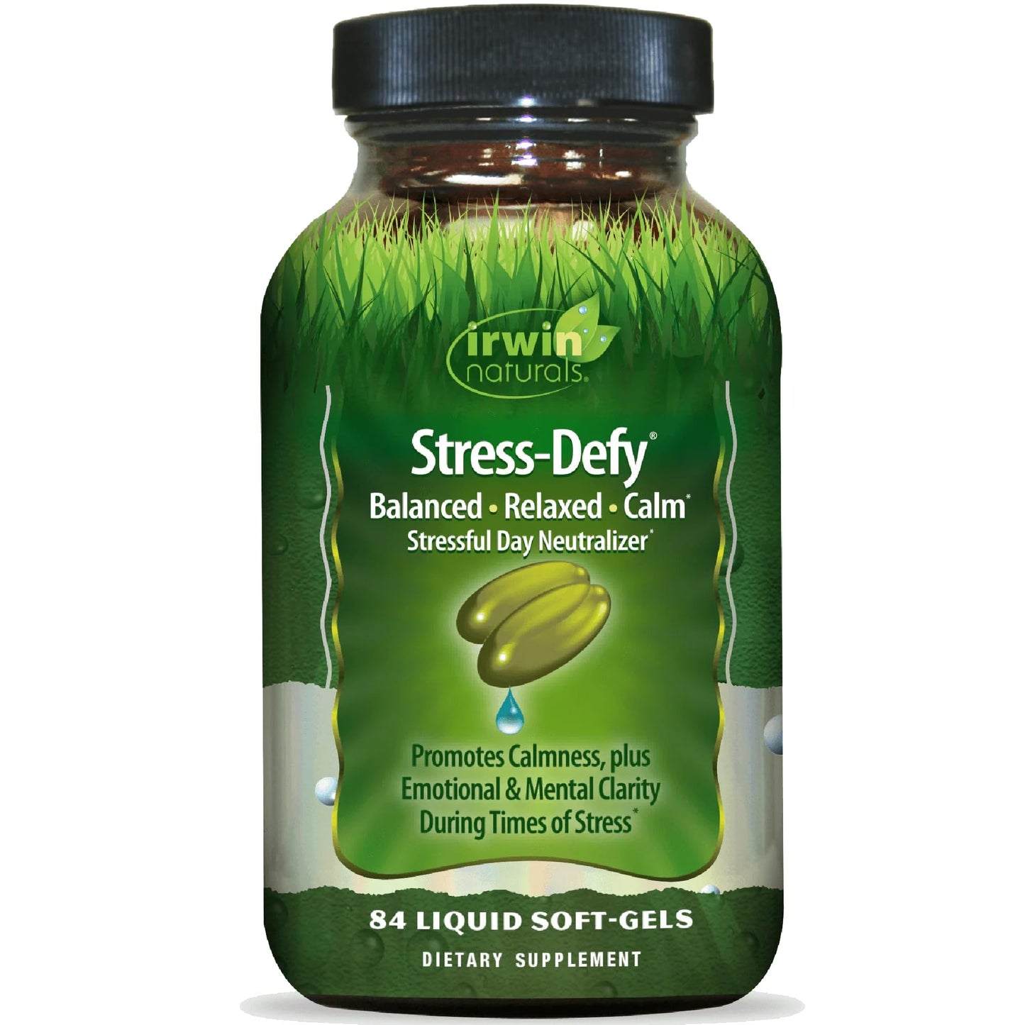 Irwin Naturals Stress-Defy Sleep PM – 2-in-1 Ashwagandha & Melatonin, 50 Liquid Soft-Gels