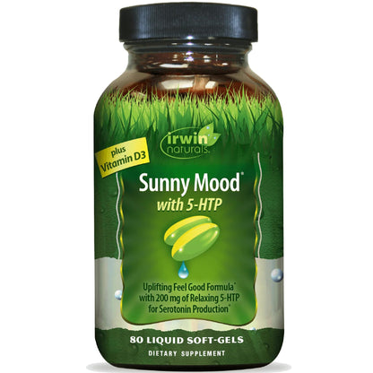 Irwin Naturals Sunny Mood with 5-HTP - 80 Liquid Soft-Gels | Supports Emotional Well-Being