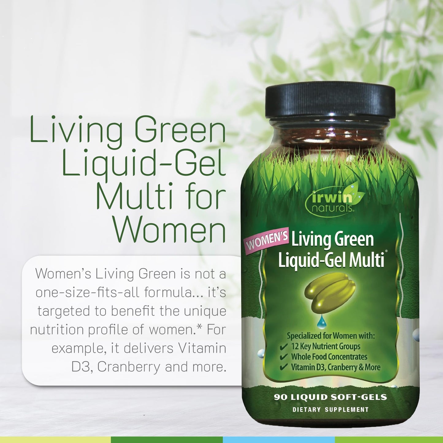 Irwin Naturals Women’s Living Green Liquid-Gel Multi – 70 Nutrients, Omega Oils & Greens Blend | 120 Softgels