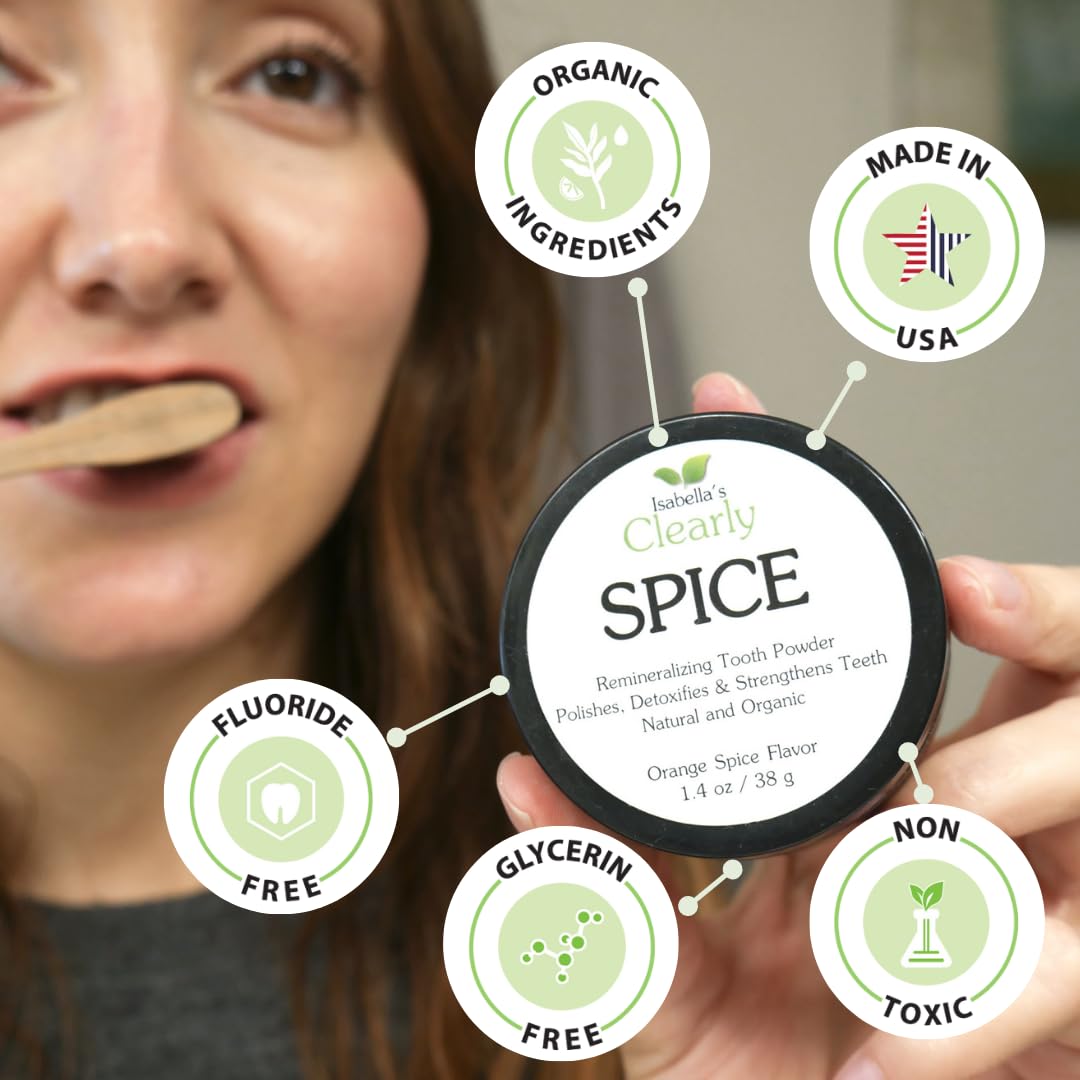Isabella’s Clearly Spice Remineralizing Tooth Powder – Fluoride-Free Whitening