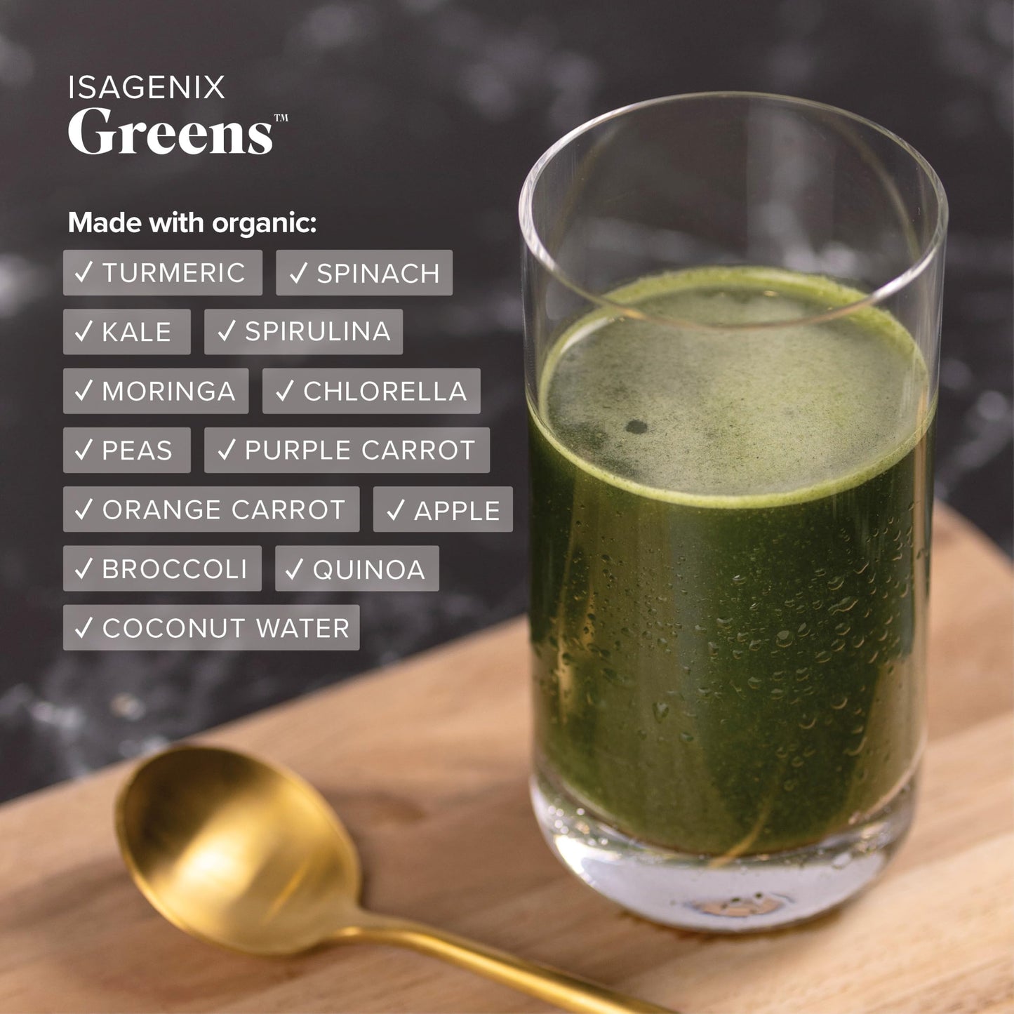 Isagenix Moringa Greens - Green Drink Powder with Antioxidants (Non-GMO, 10.6 oz, 30 Servings)
