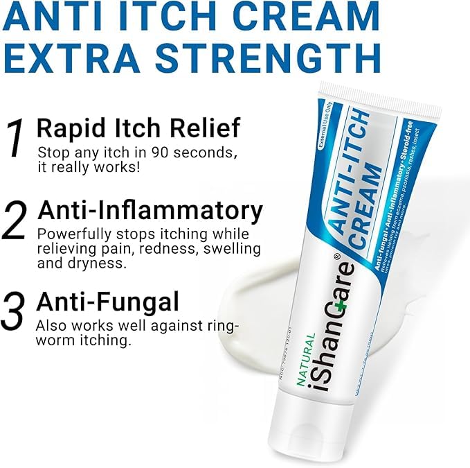 ishancare Anti Itch Soothing Cream Extra Strength — Full-Body Itch Relief Ointment (1.76 oz)