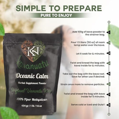 KAVANUATU Noble Kava Powder – Organic, Vegan, Non-GMO (8oz)