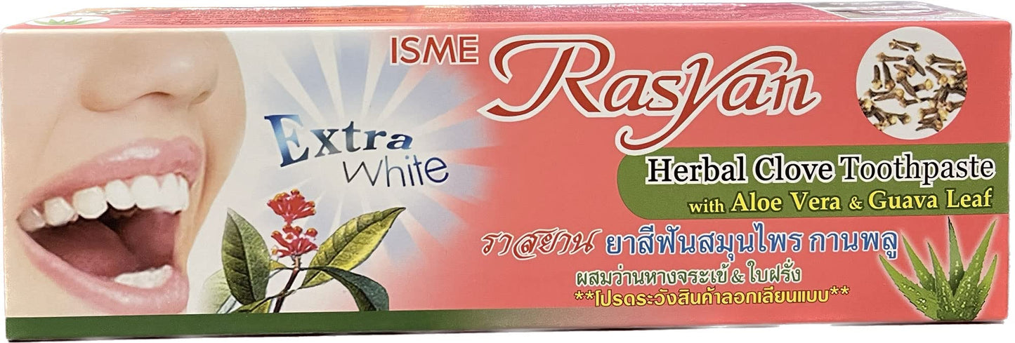 Isme Rasyan Herbal Clove Toothpaste with Aloe Vera & Guava Leaf, 100 g, White