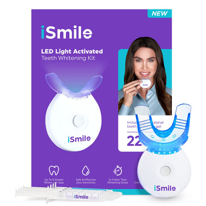 iSmile Teeth Whitening Kit — LED Light, 35% Carbamide Peroxide, 3x 3ml Gel, Remineralization Gel & Tray