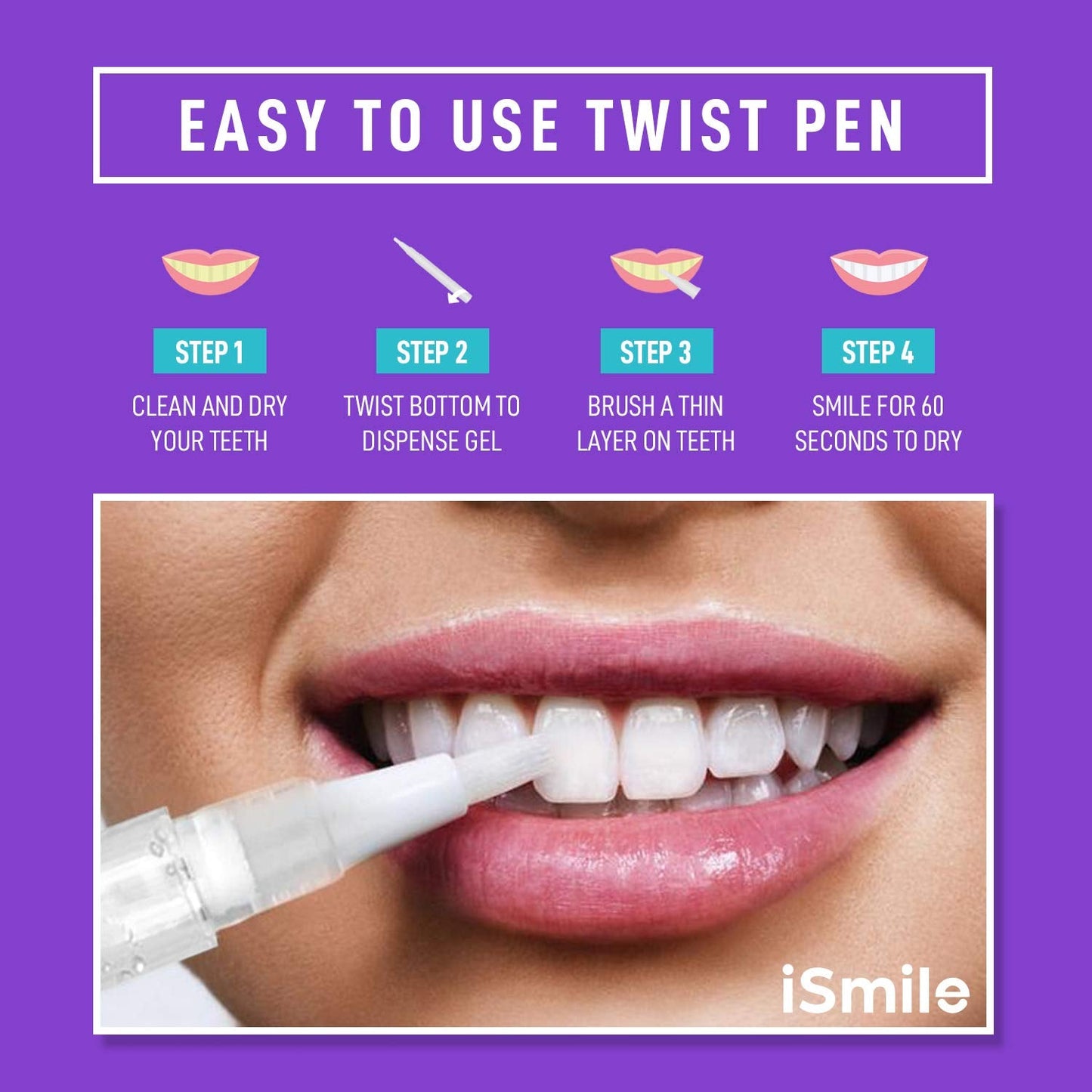 iSmile Teeth Whitening Pen - 35% Carbamide Peroxide, No Sensitivity, Travel-Friendly, 2mL, 2 Pack