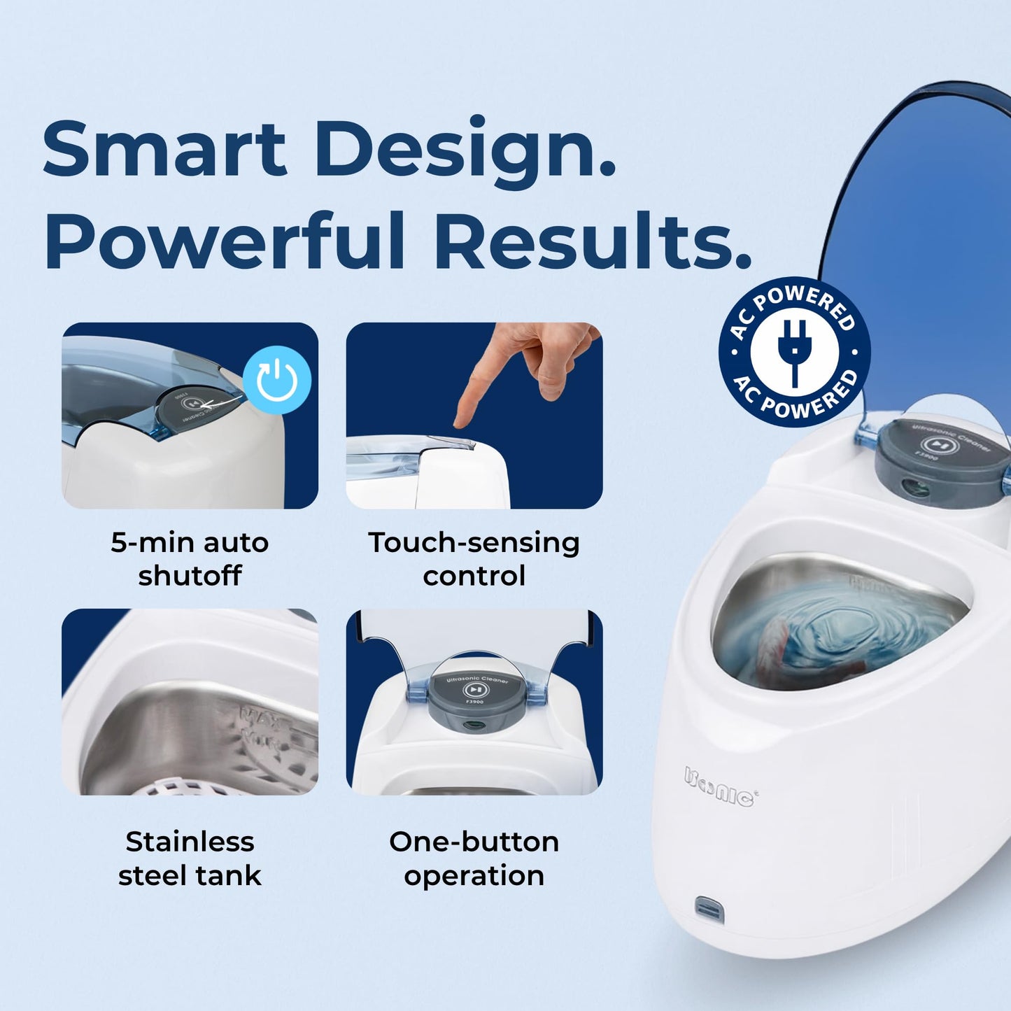 iSonic F3900 Ultrasonic Denture & Retainer Cleaner – 42 kHz, 200 ml Tank