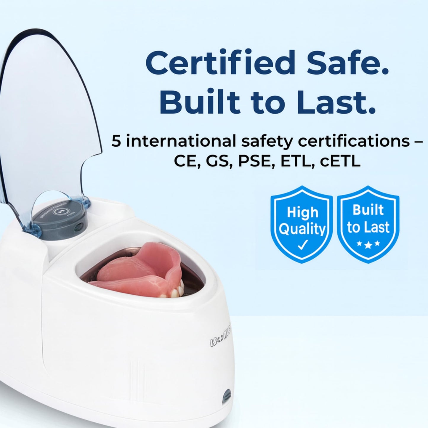 iSonic F3900 Ultrasonic Denture & Retainer Cleaner – 42 kHz, 200 ml Tank