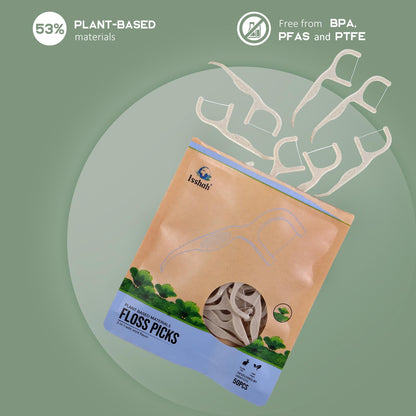 Isshah Floss Picks 300 Count - Plant-Based Mint Floss for Gum Health