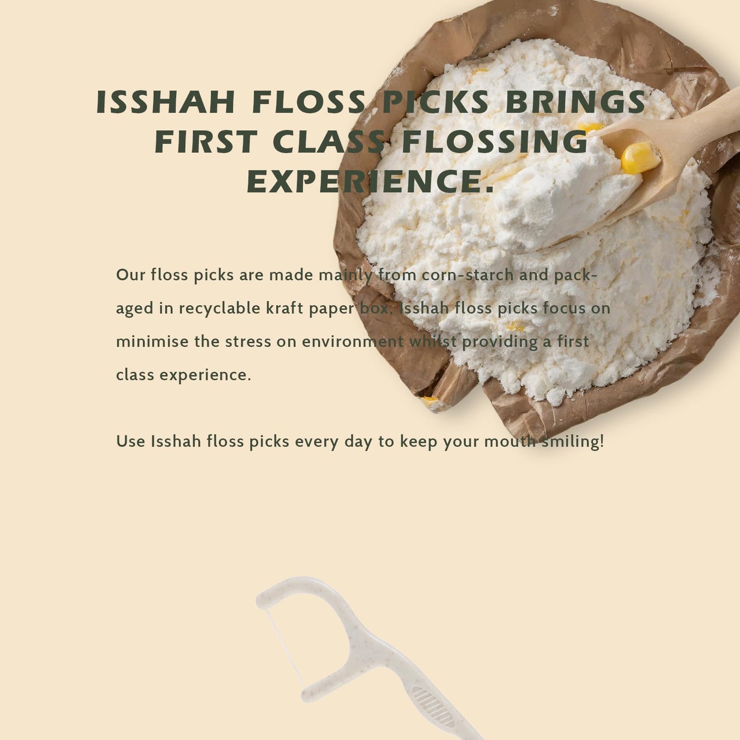 Isshah Floss Picks 300 Count - Plant-Based Mint Floss for Gum Health