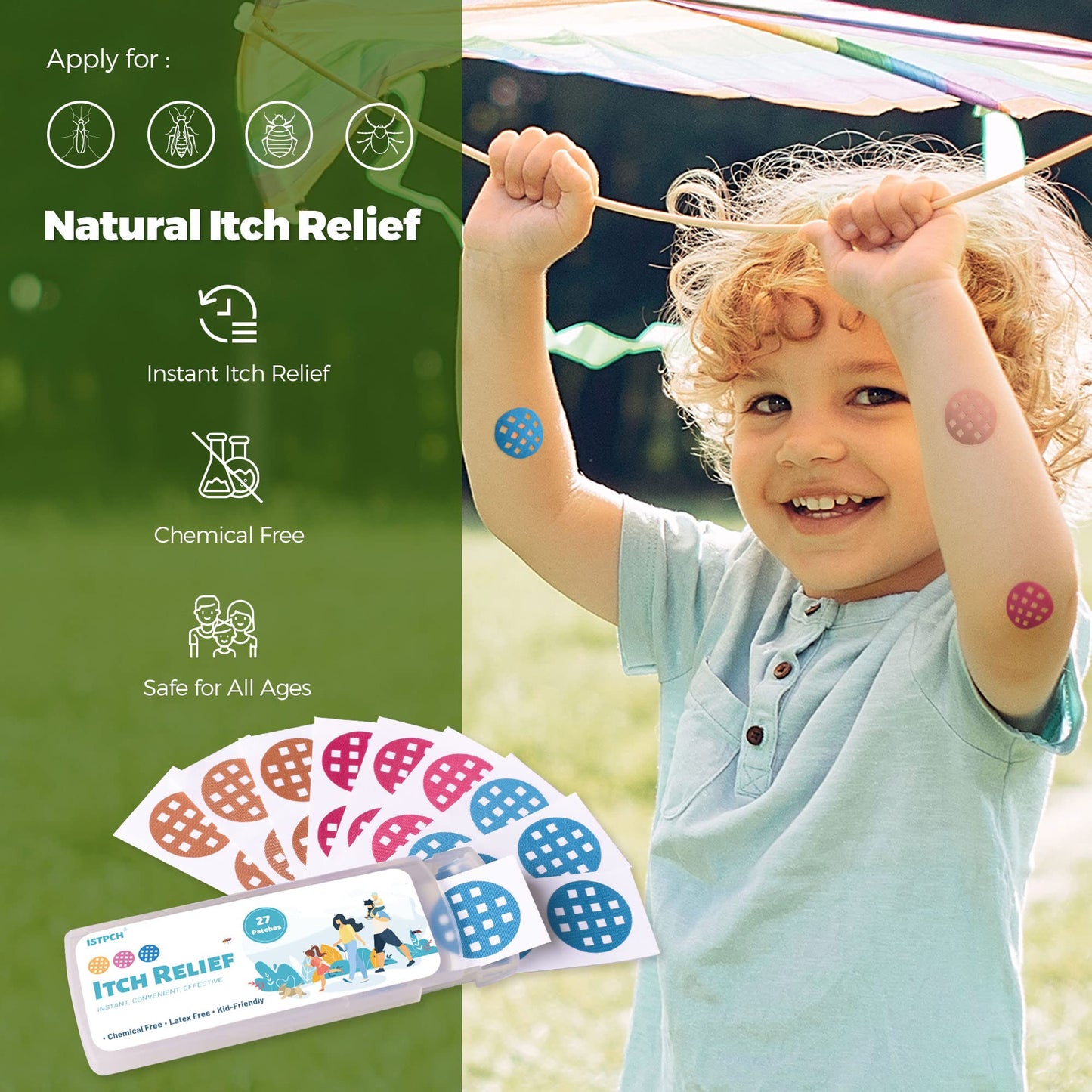 Istpch Itch Relief Patches – 27 Patches, Waterproof & Kid-Friendly