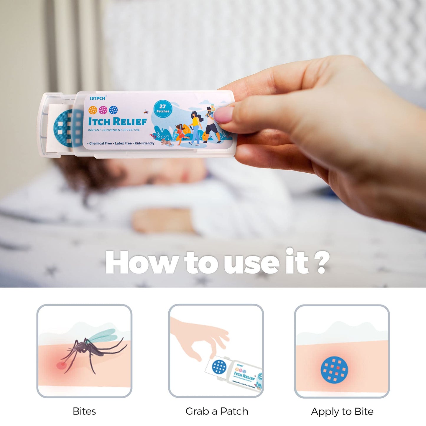 Istpch Itch Relief Patches – 27 Patches, Waterproof & Kid-Friendly