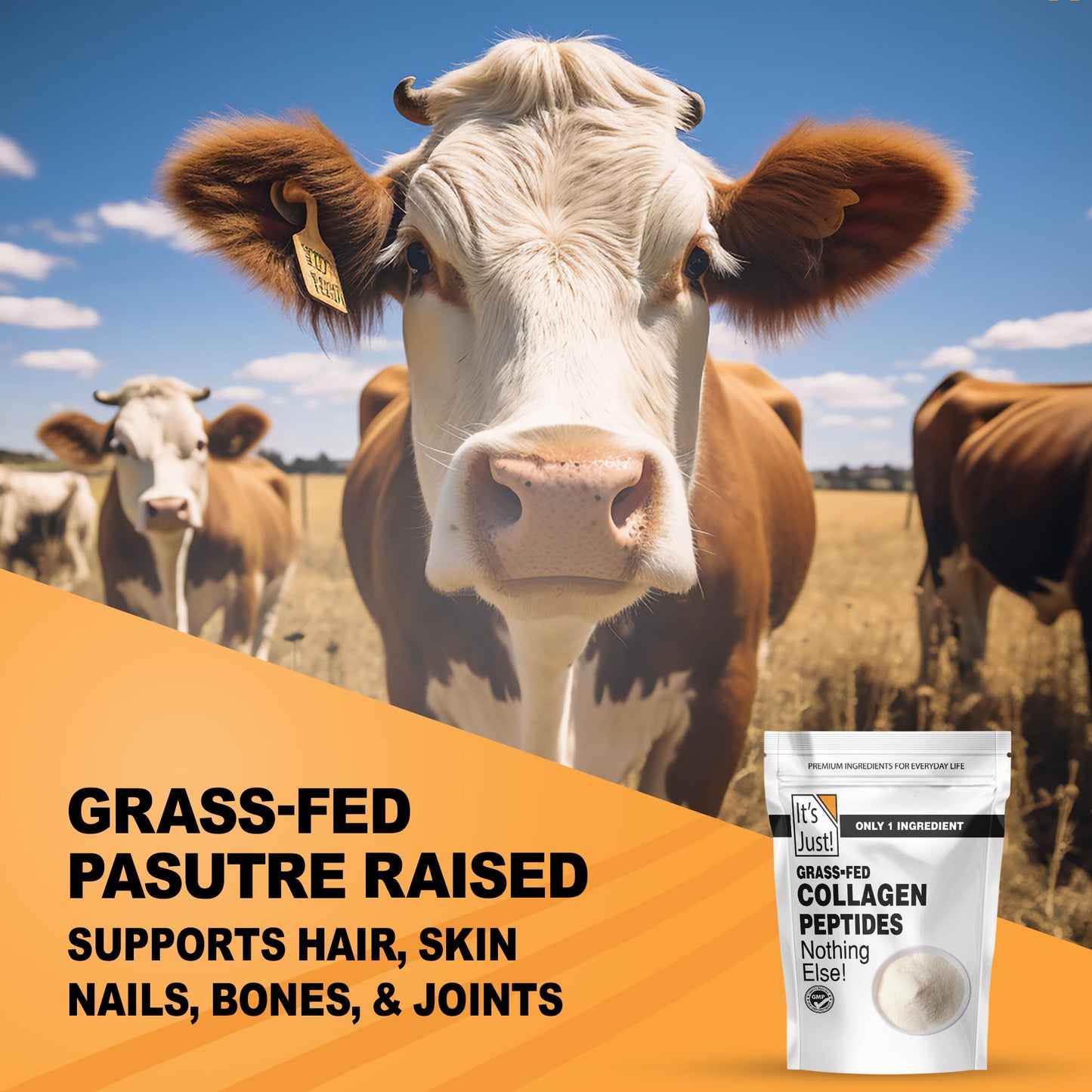 It's Just! Collagen Peptides - Grass-Fed, Unflavored, Type I & III | 1.25lb