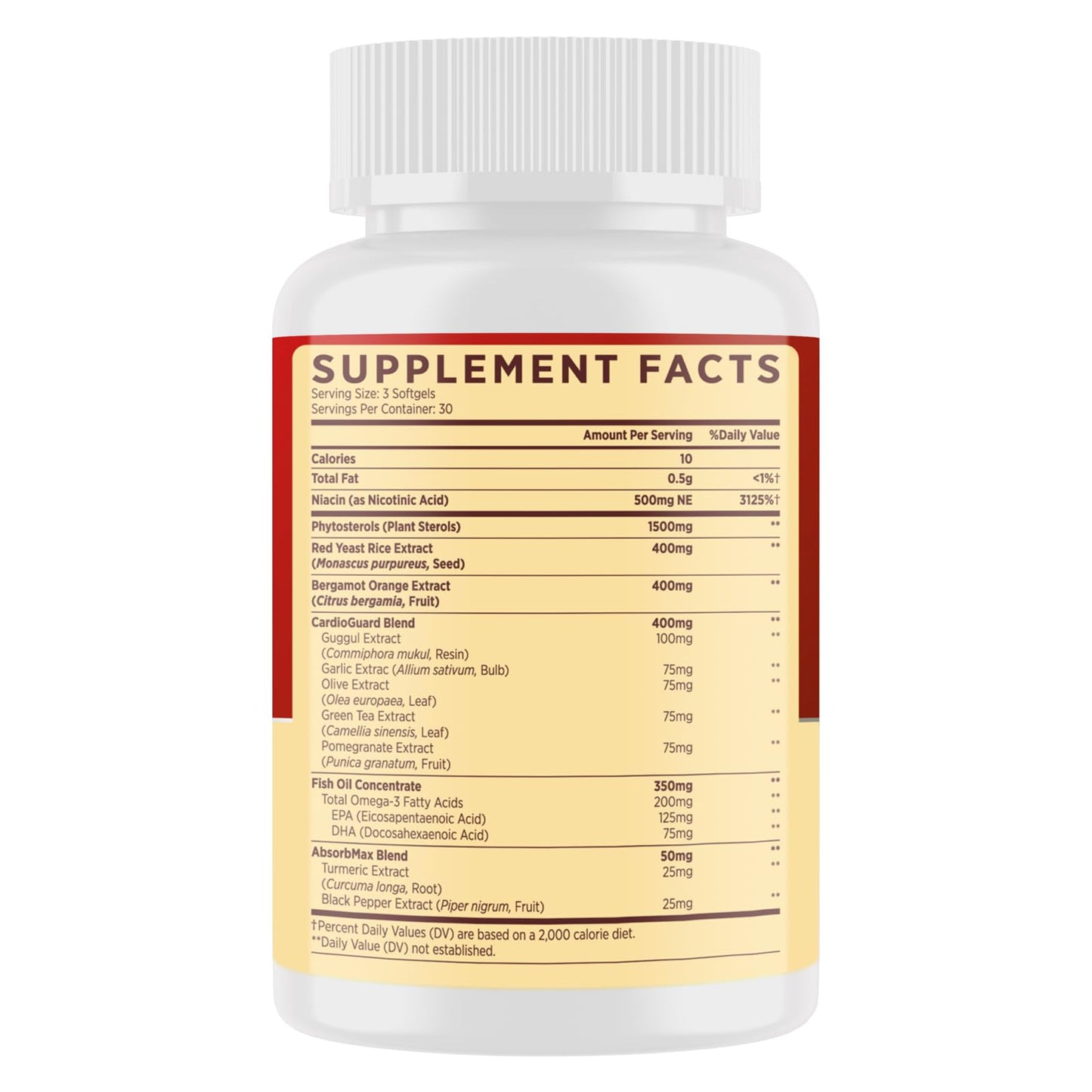 Itharoventis Cholesterol Supplements with Plant Sterols, Niacin, Red Yeast Rice, Bergamot, Omega-3 & Garlic – Advanced Absorption Formula – 180 Softgels