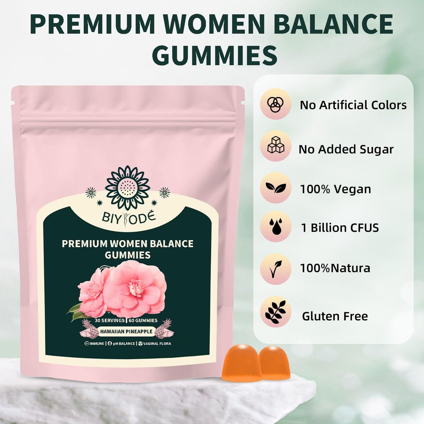 Itiban Women's Balance Gummies – Pineapple Probiotics, Immune Support, Vegan & Gluten-Free
