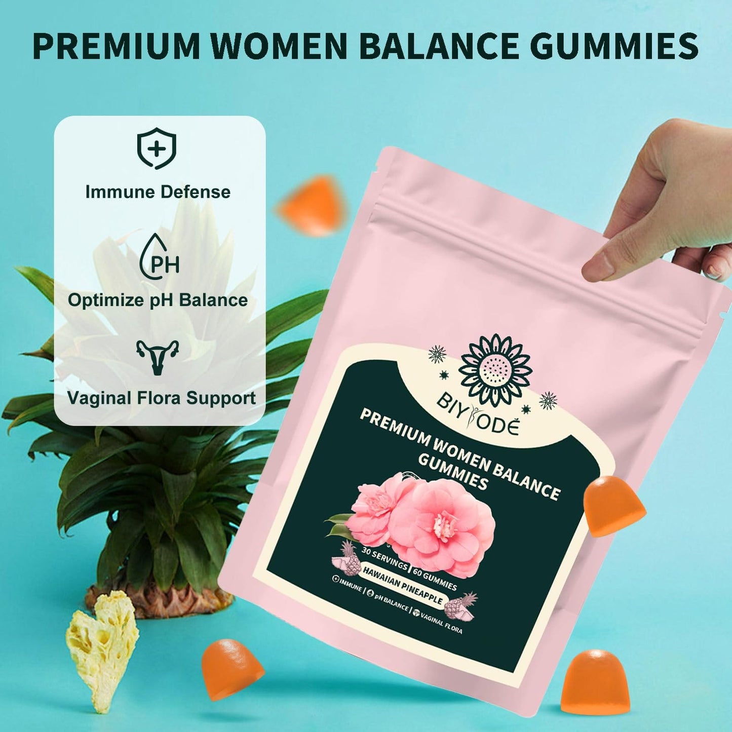Itiban Women's Balance Gummies – Pineapple Probiotics, Immune Support, Vegan & Gluten-Free