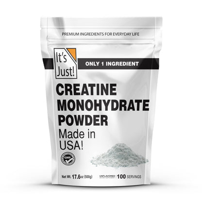 It's Just! Creatine Monohydrate Powder – 500g (100 Servings), Unflavored, USA Made