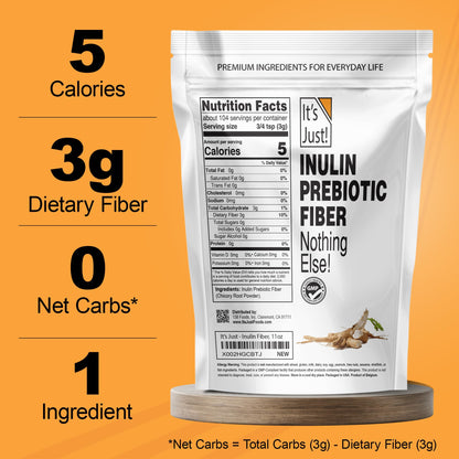 It's Just! Inulin Prebiotic Fiber – Gut Health, Water-Soluble Chicory Root (Vegan/Keto)