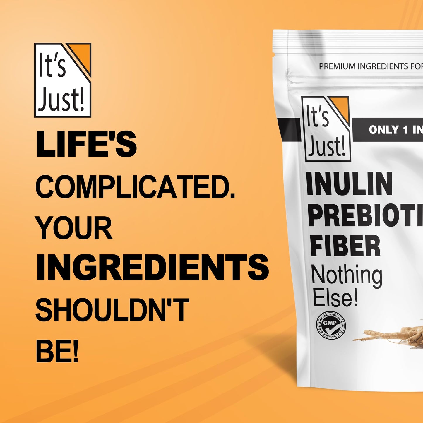 It's Just! Inulin Prebiotic Fiber Sweetener — Natural Chicory Root Powder, 4 lb (Belgium Product)