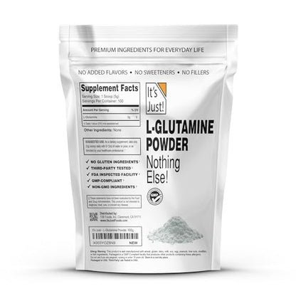 It's Just! L-Glutamine Powder - Unflavored, 500 g | 100 Servings, Digestive Support & Muscle Recovery