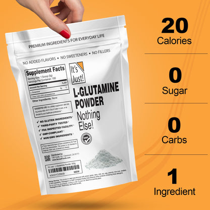 It's Just! L-Glutamine Powder - Unflavored, 500 g | 100 Servings, Digestive Support & Muscle Recovery