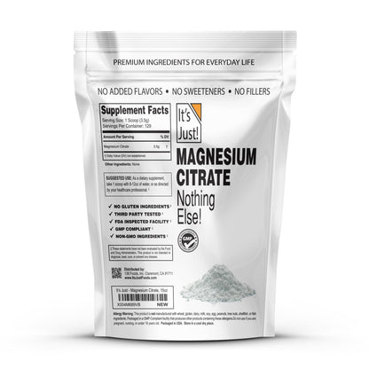 It's Just Magnesium Citrate Powder - 15oz, Non-GMO, Unflavored