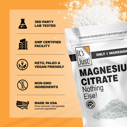 It's Just Magnesium Citrate Powder - 15oz, Non-GMO, Unflavored