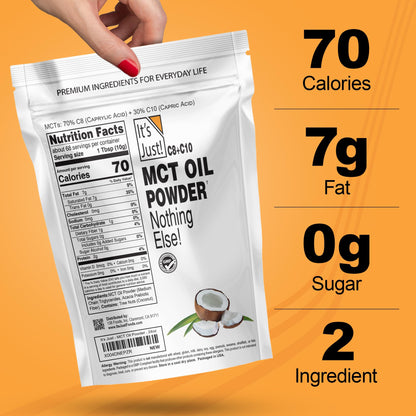 It's Just MCT Oil Powder with Prebiotic Fiber — 1.5lb, 70% C8 / 30% C10, Fast Fuel for Body & Brain, Keto Coffee Creamer, Non-GMO, Heavy Metal Tested