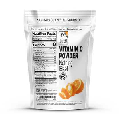 It's Just! Vitamin C Powder - 100% Pure L-Ascorbic Acid, 11oz, USA Made