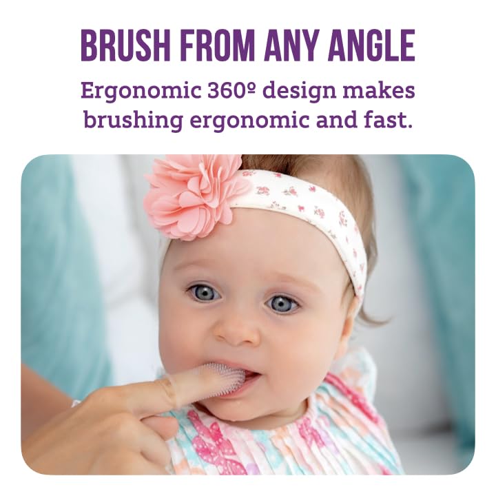 Itsy Bitsy Baby Toothbrush Set – 360° Silicone, Pediatrician Recommended (6-12 Months & 1-2 Years) Multicolor