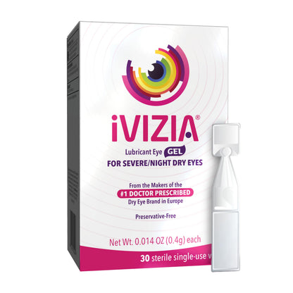 iVIZIA Lubricant Eye Gel for Severe & Nighttime Dry Eye Relief — Preservative-Free, Sterile, 30 Vials